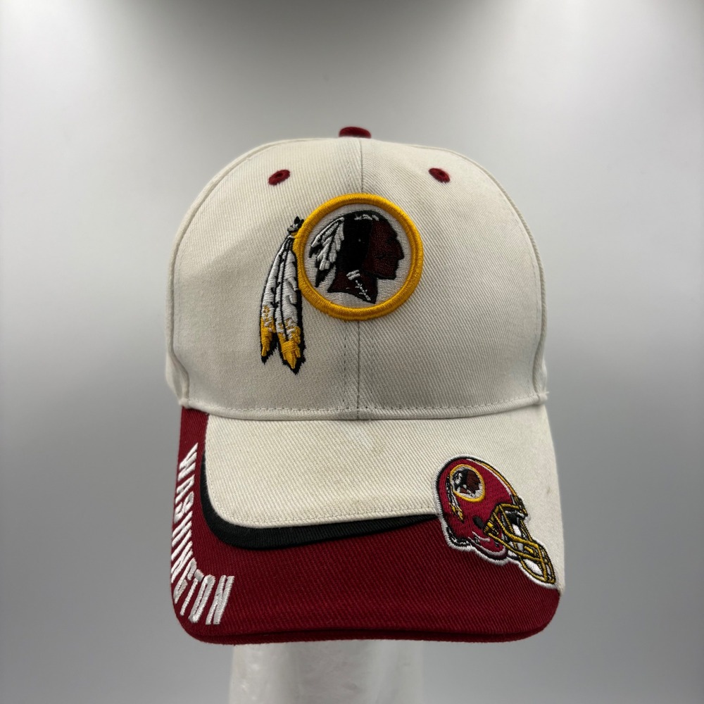 Washington Redskins NFL Hat Men OSFA White Burgundy Good Embroidered Cap